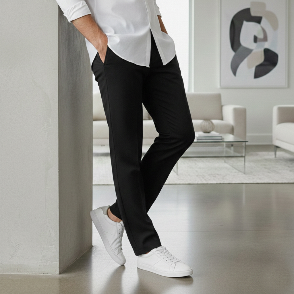 شلوار مردانه بنگال کش دم پا ساده مدل Behnam-مشکی