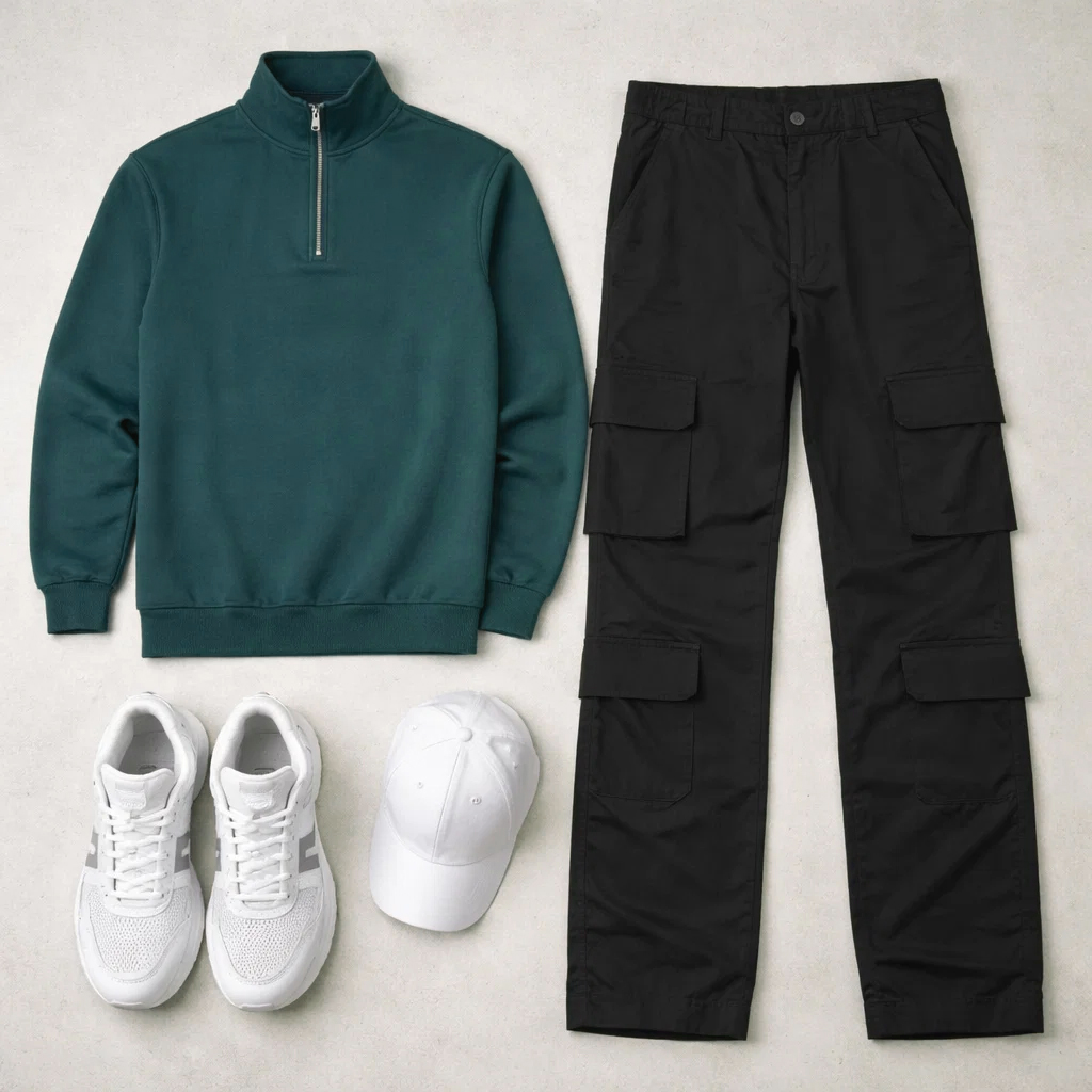 پکیج مردانه دورس نیم زیپ و شلوار بنگال مدل Nakisa